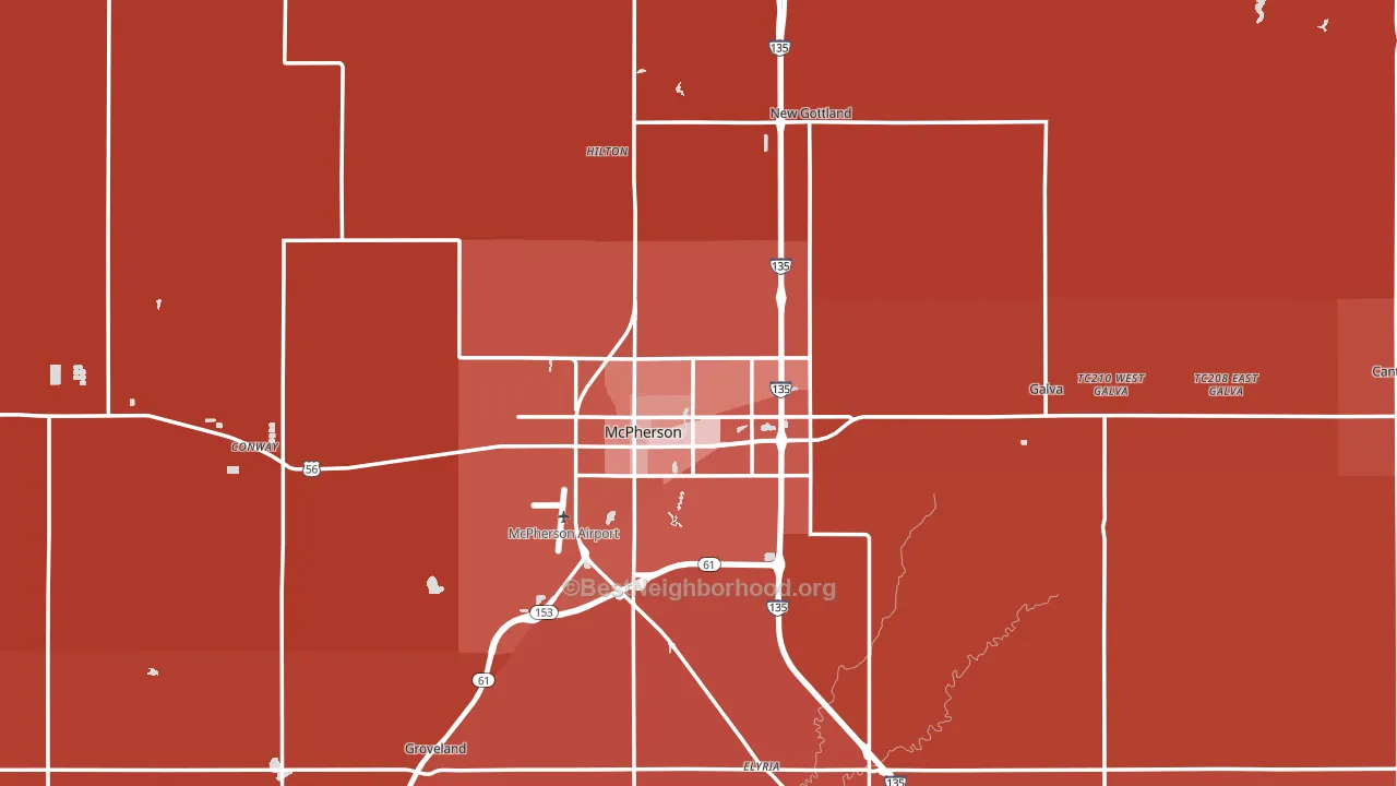 McPherson County, KS block-group political-lean map