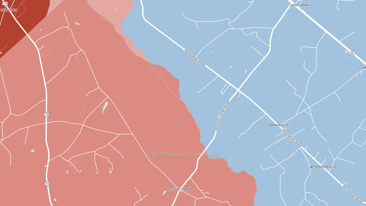 McPhersonville, SC block-group political-lean map