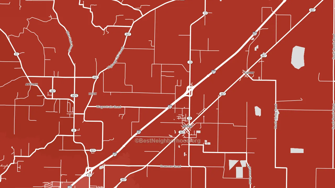 McRae, AR block-group political-lean map