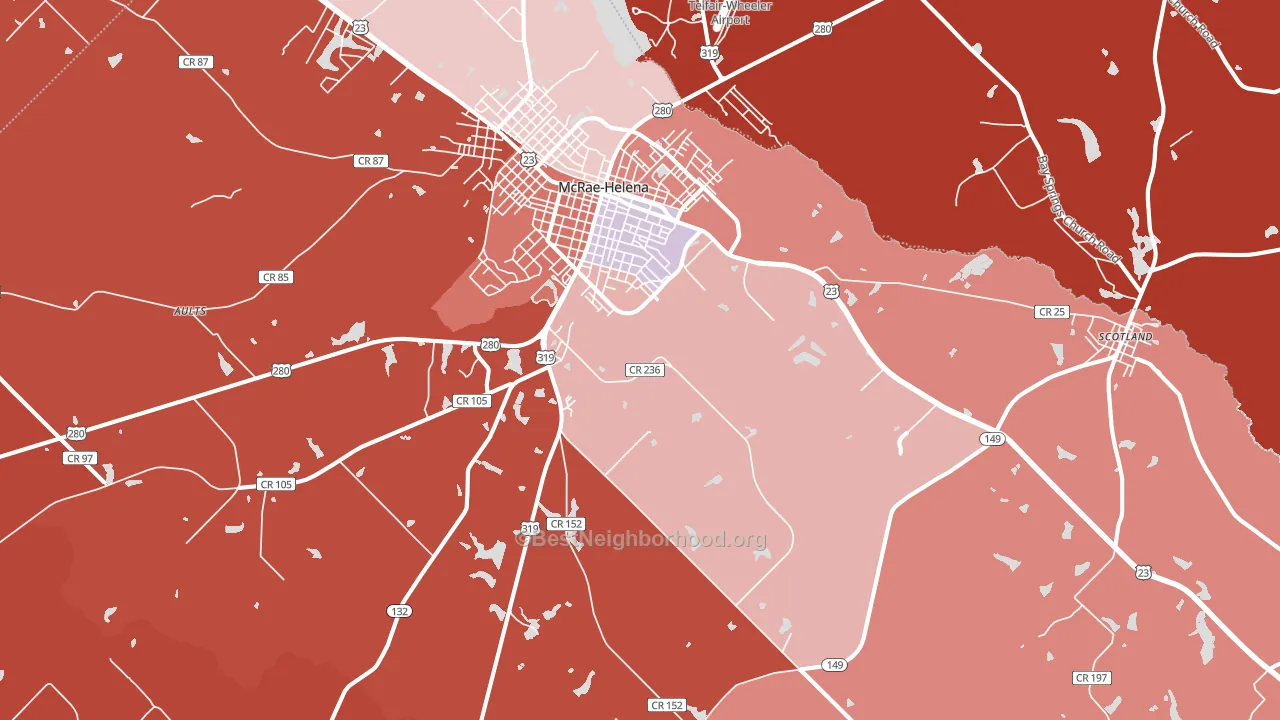 McRae, GA block-group political-lean map