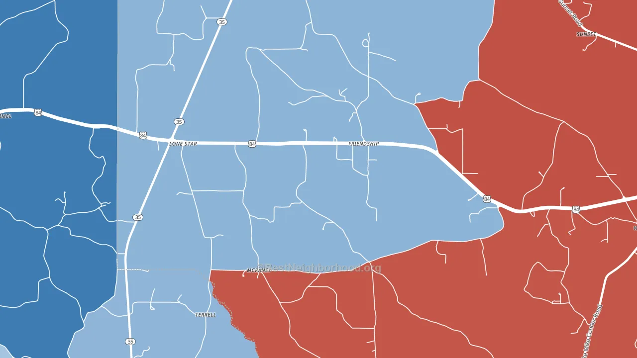 McRaney, MS block-group political-lean map