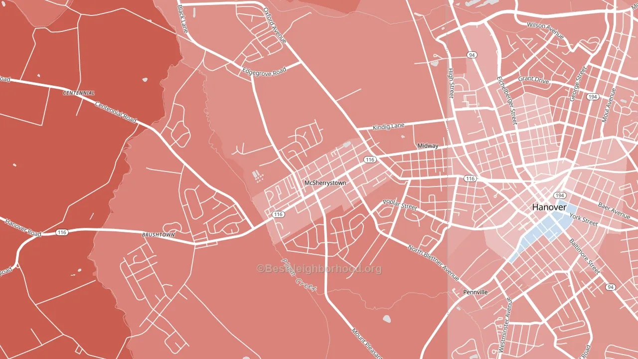 McSherrystown, PA block-group political-lean map