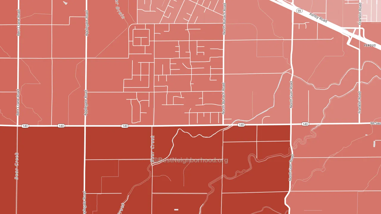 McSwain, CA block-group political-lean map