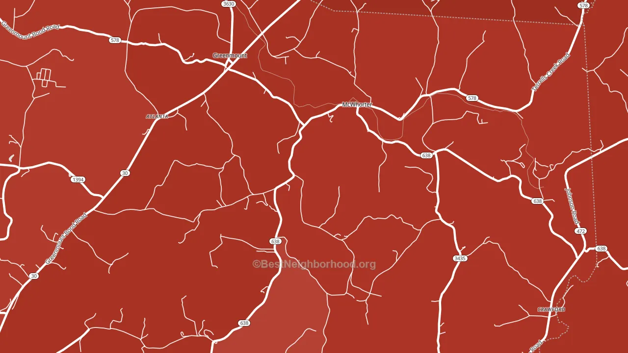 McWhorter, KY block-group political-lean map