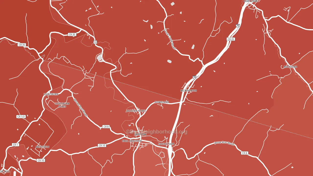McWhorter, WV block-group political-lean map