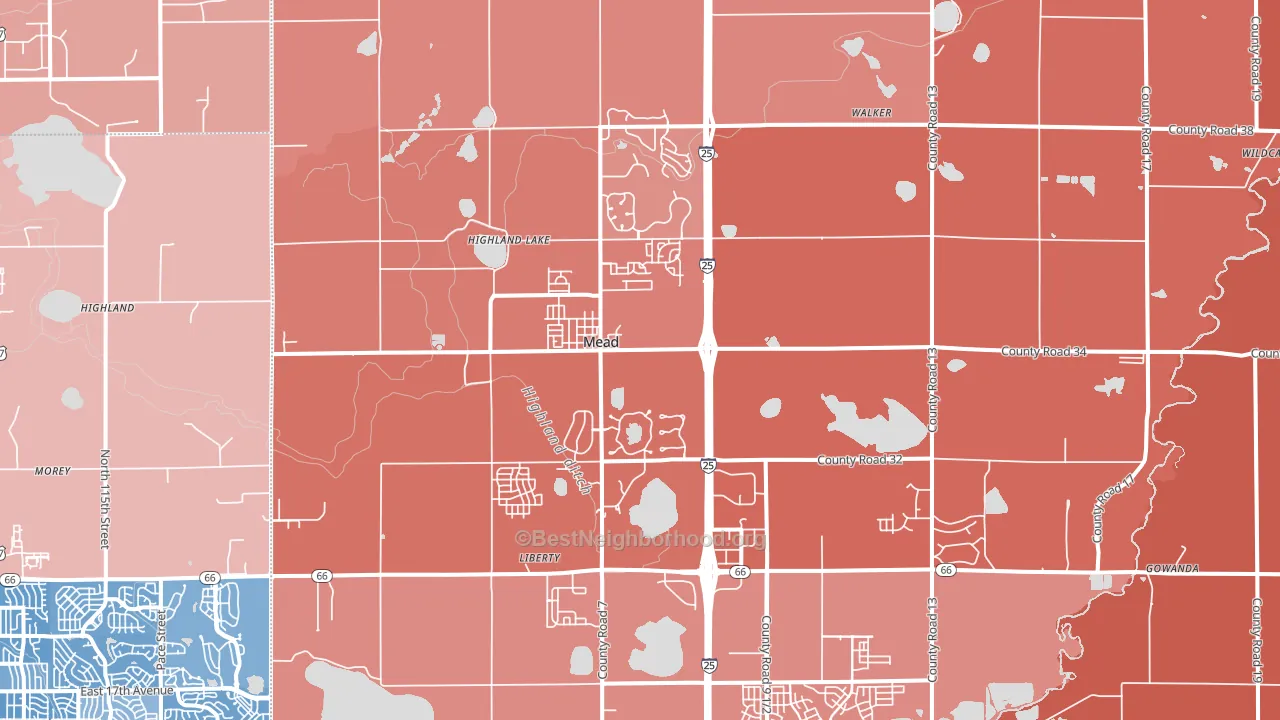 Mead, CO block-group political-lean map