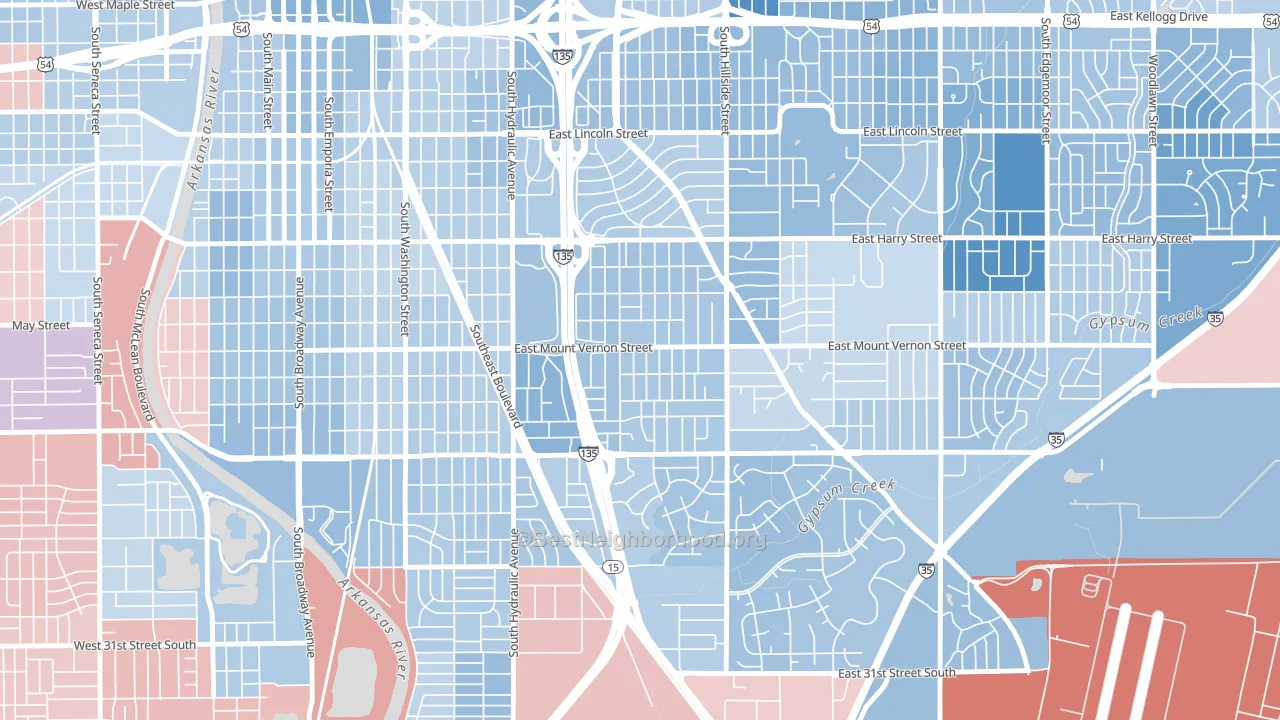 Mead, Wichita, KS block-group political-lean map