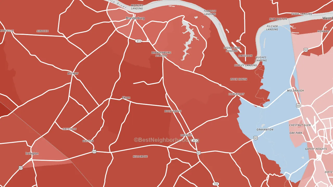 Meade County, KY block-group political-lean map