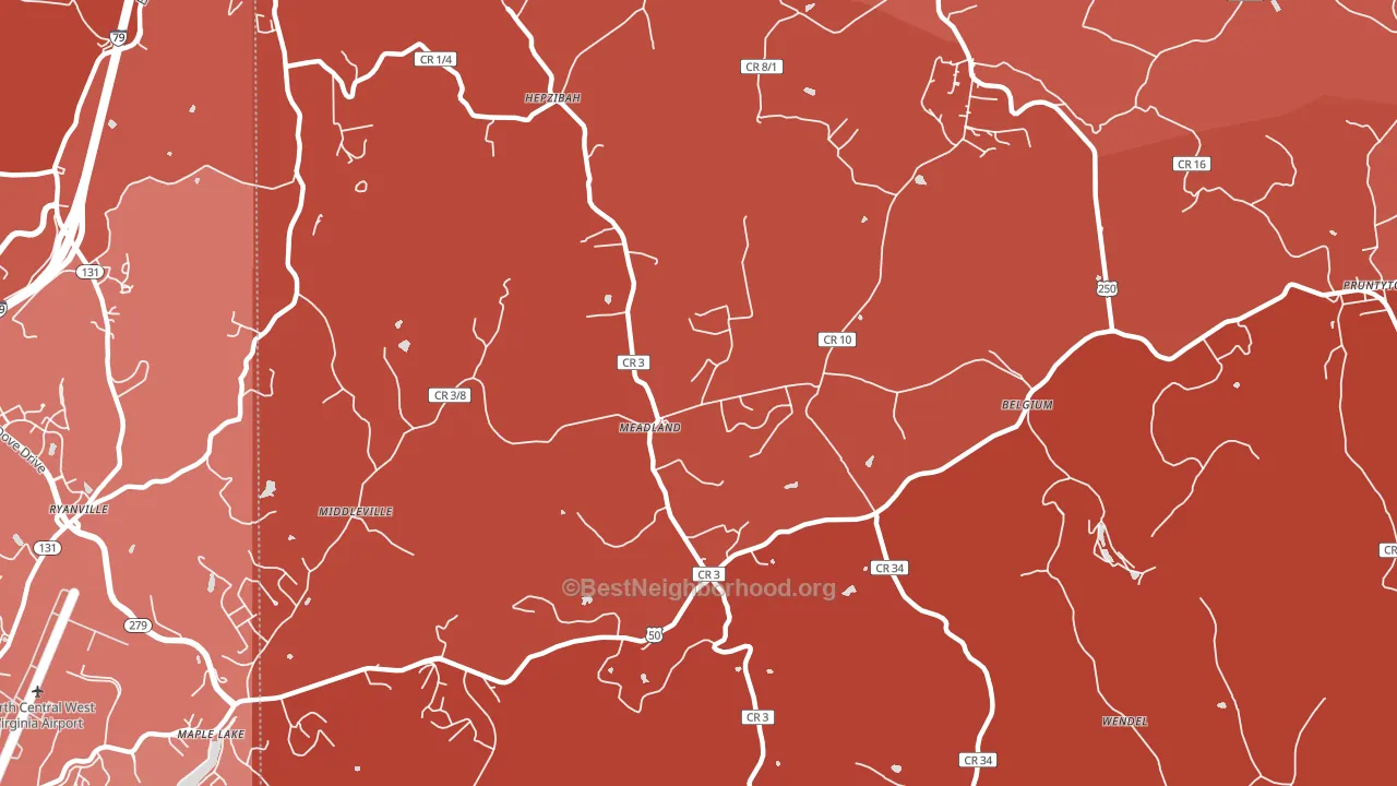 Meadland, WV block-group political-lean map
