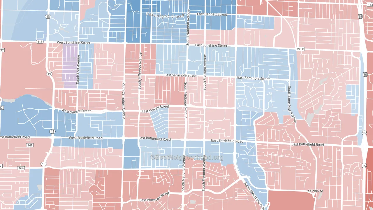 Meador Park, Springfield, MO block-group political-lean map