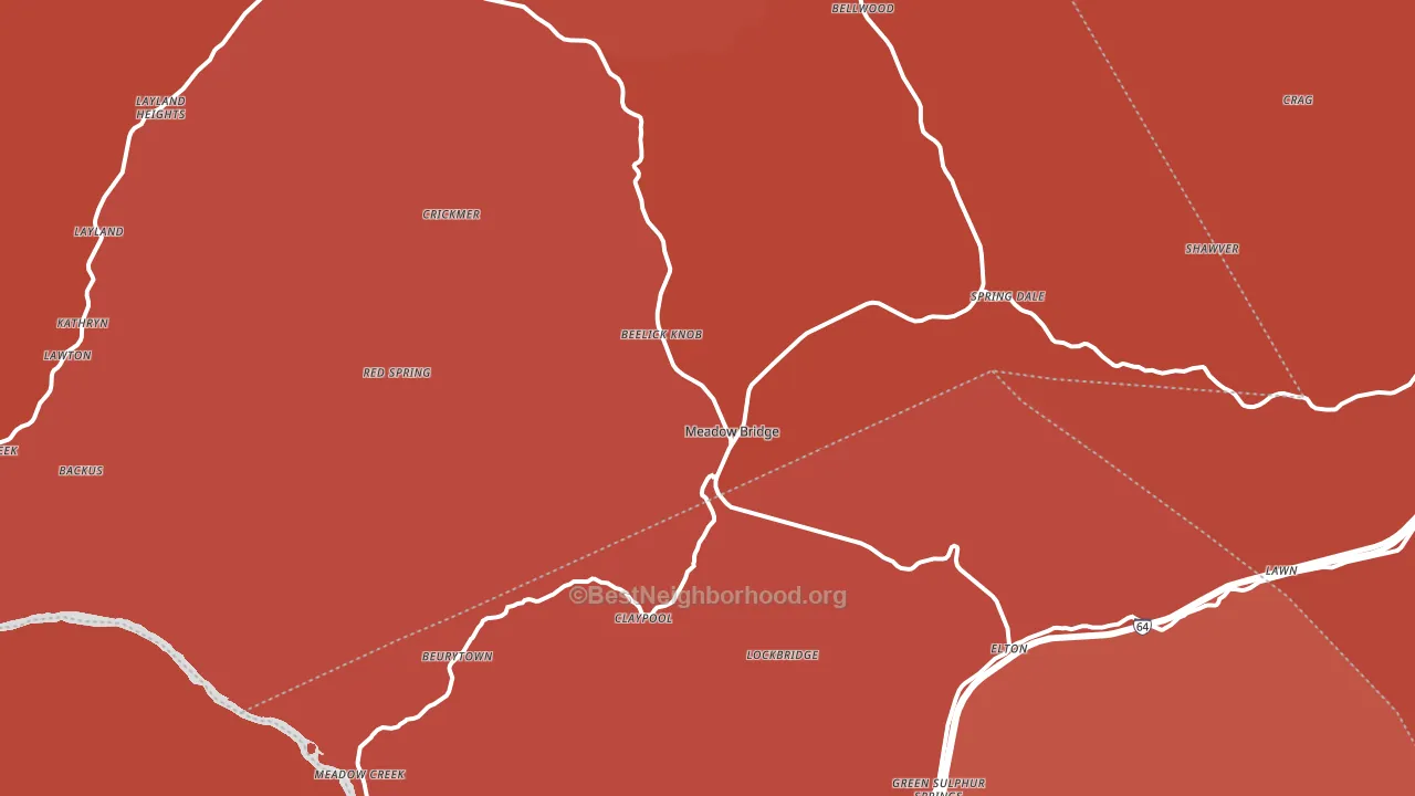 Meadow Bridge, WV block-group political-lean map