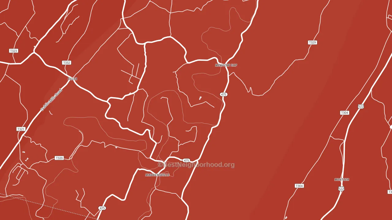 Meadow Gap, PA block-group political-lean map