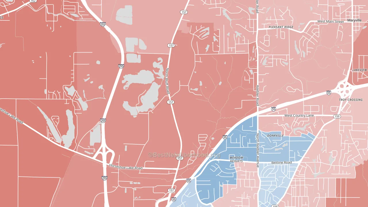 Meadow Heights, IL block-group political-lean map