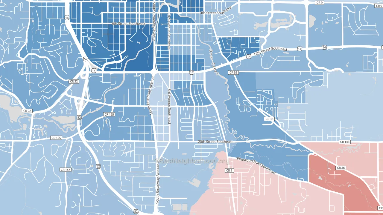 Meadow Park, Rochester, MN block-group political-lean map