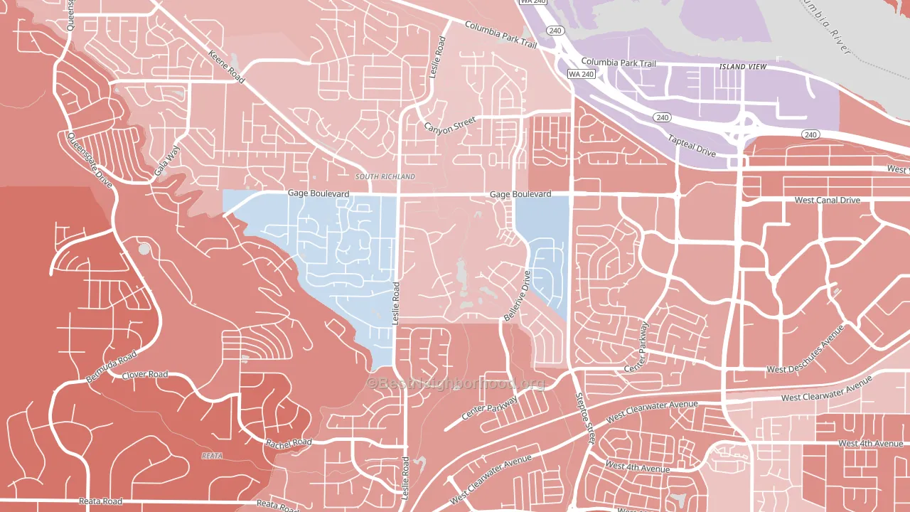 Meadow Springs, Richland, WA block-group political-lean map
