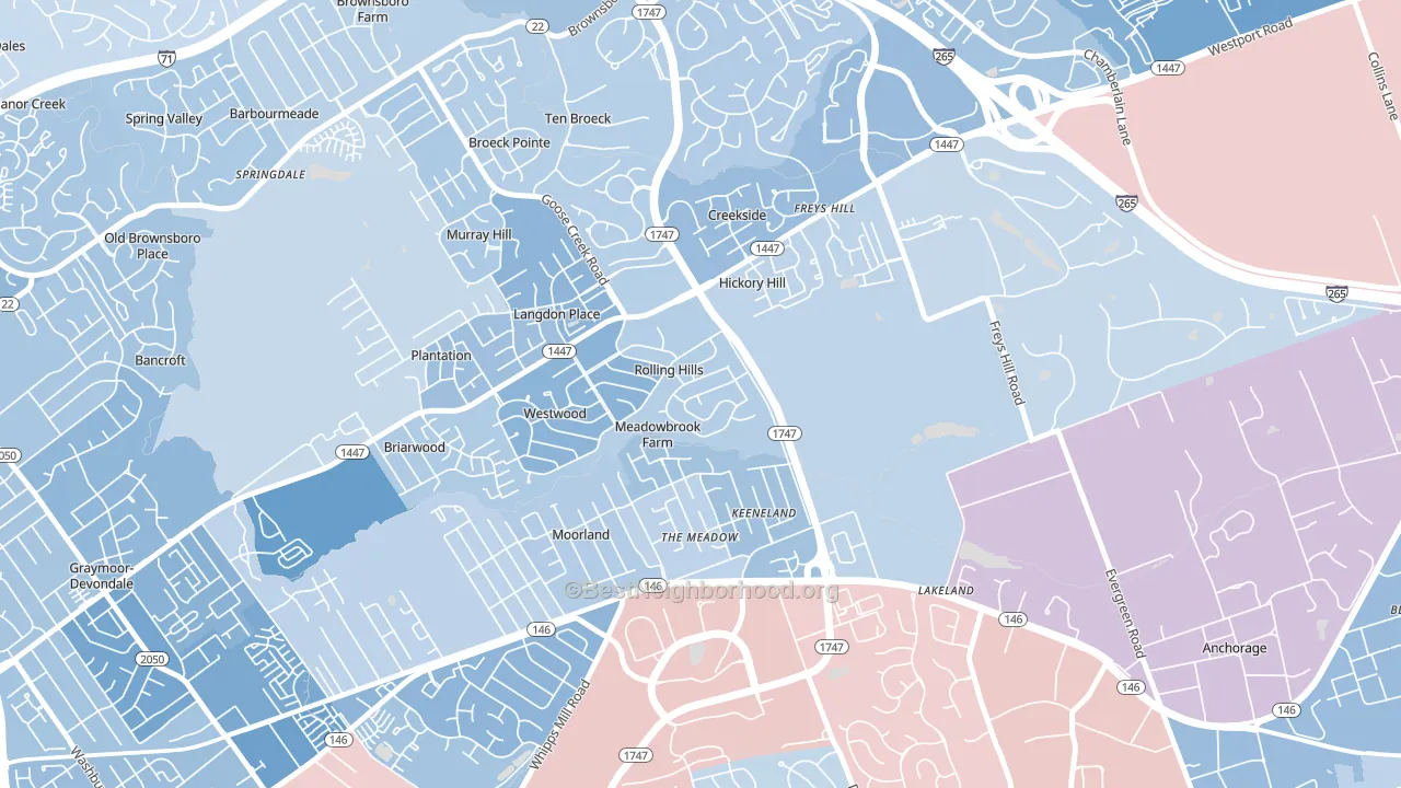 Meadow Vale, KY block-group political-lean map