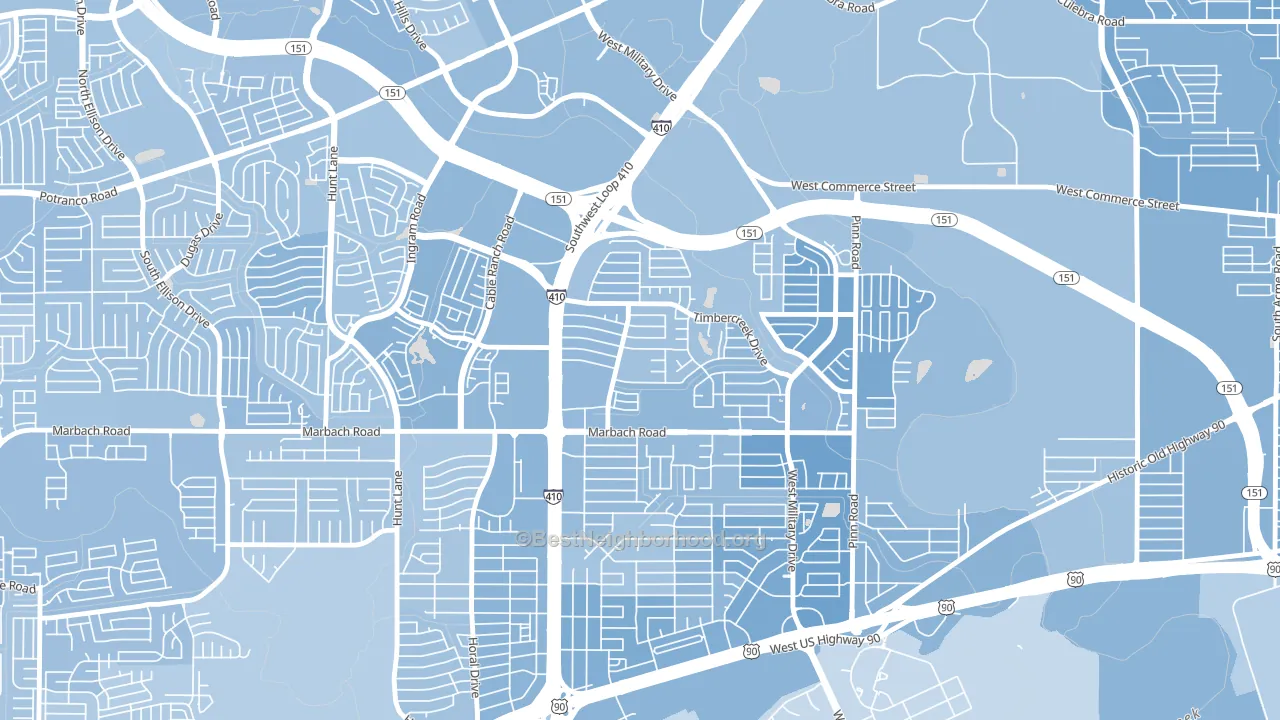 Meadow Village, San Antonio, TX block-group political-lean map