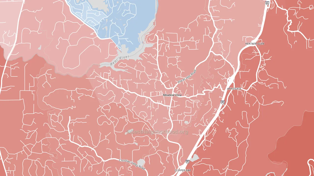 Meadow Vista, CA block-group political-lean map