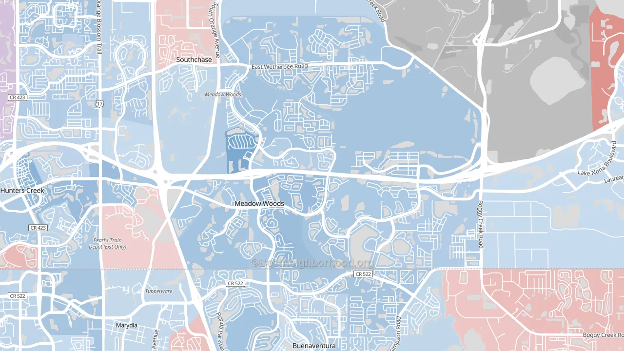 Meadow Woods, FL block-group political-lean map