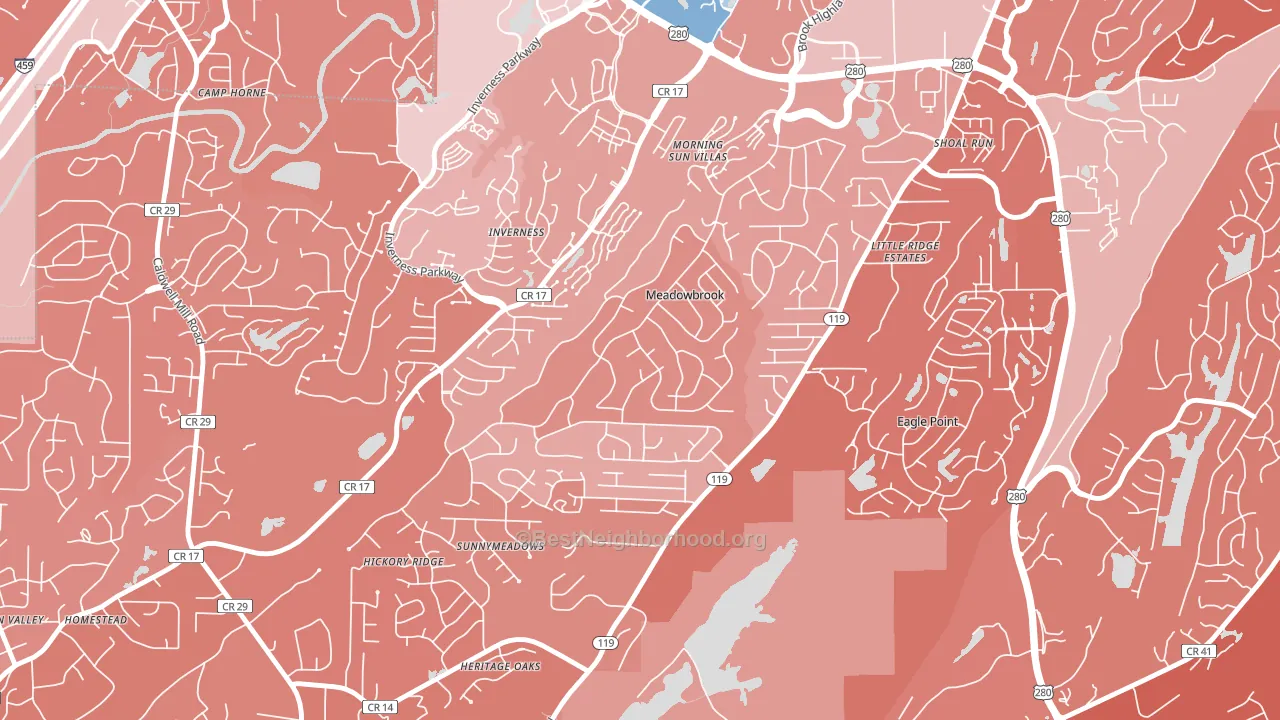 Meadowbrook, AL block-group political-lean map