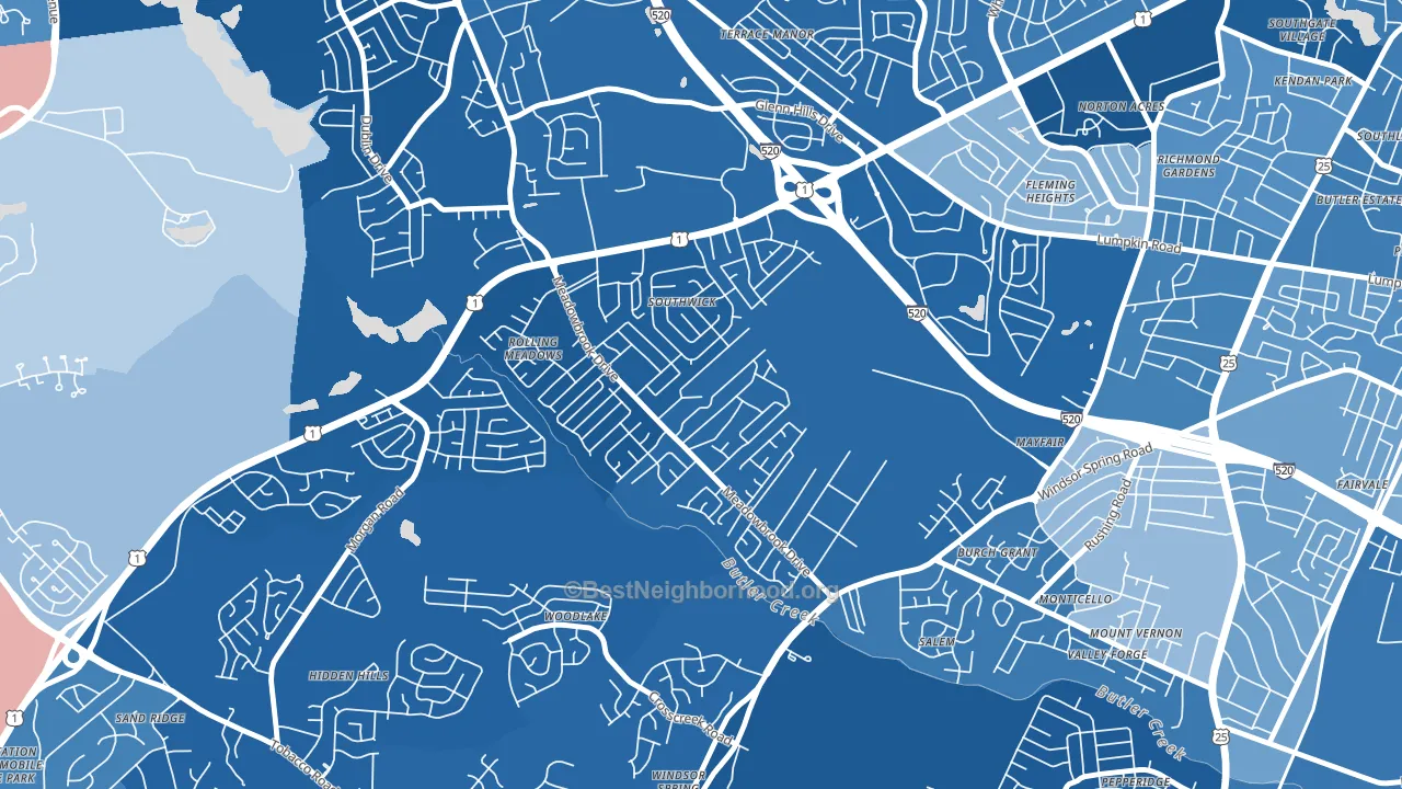 Meadowbrook, Augusta, GA block-group political-lean map
