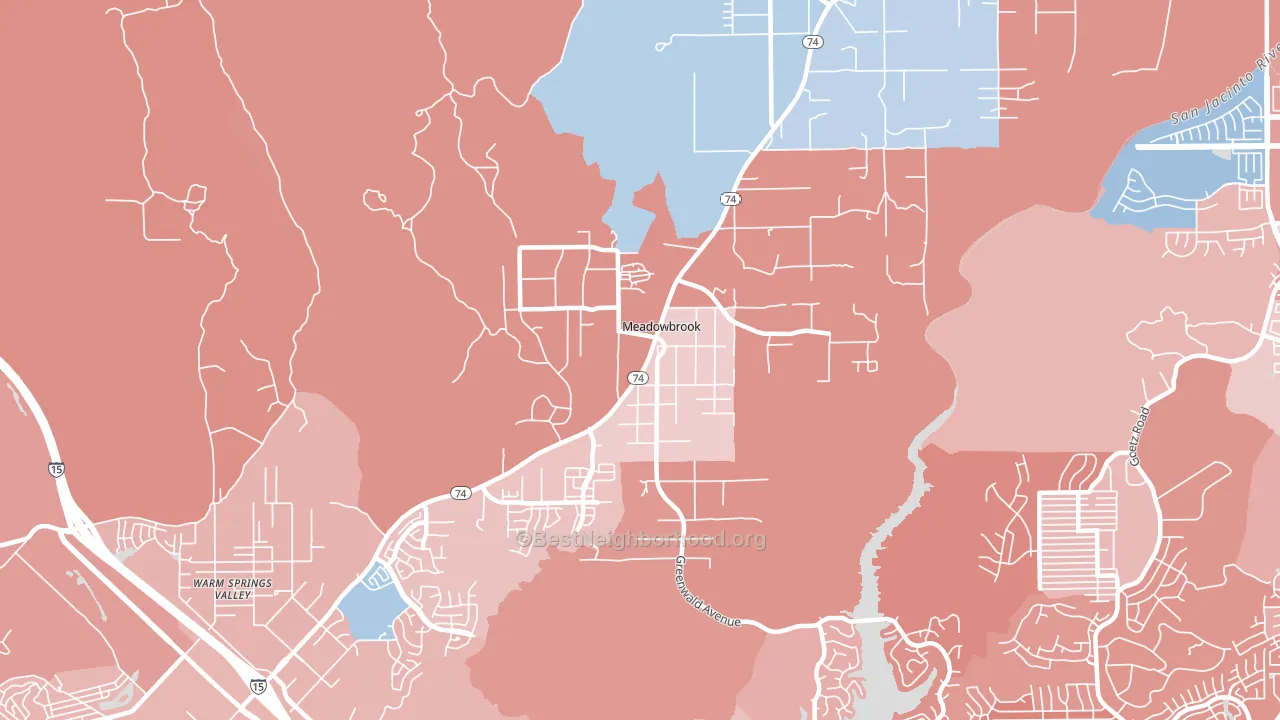 Meadowbrook, CA block-group political-lean map
