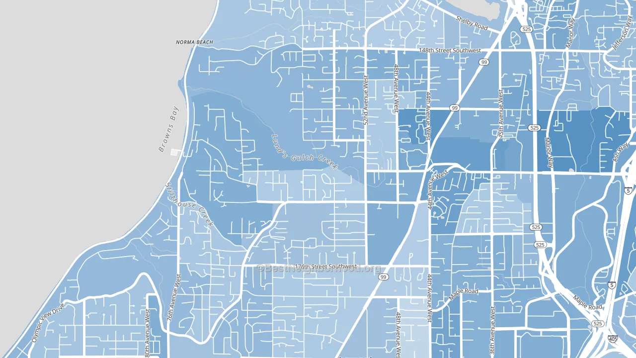 Meadowdale, Lynnwood, WA block-group political-lean map