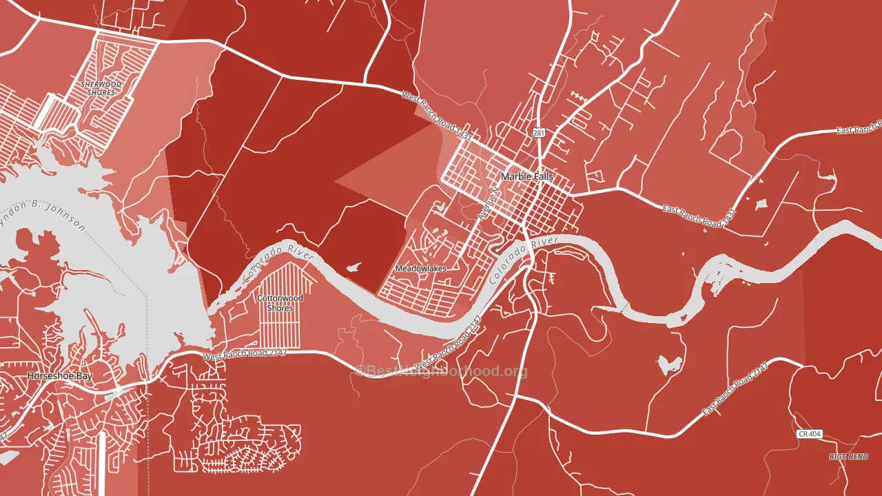 Meadowlakes, TX block-group political-lean map