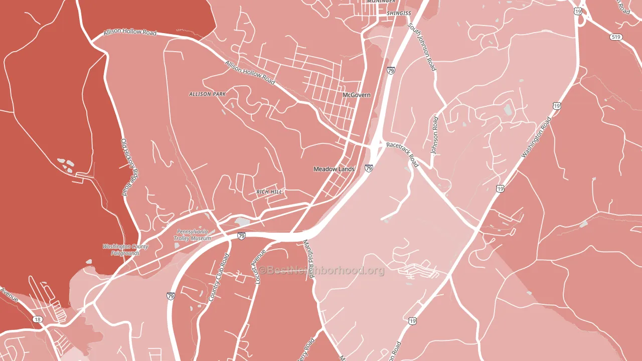 Meadowlands, PA block-group political-lean map