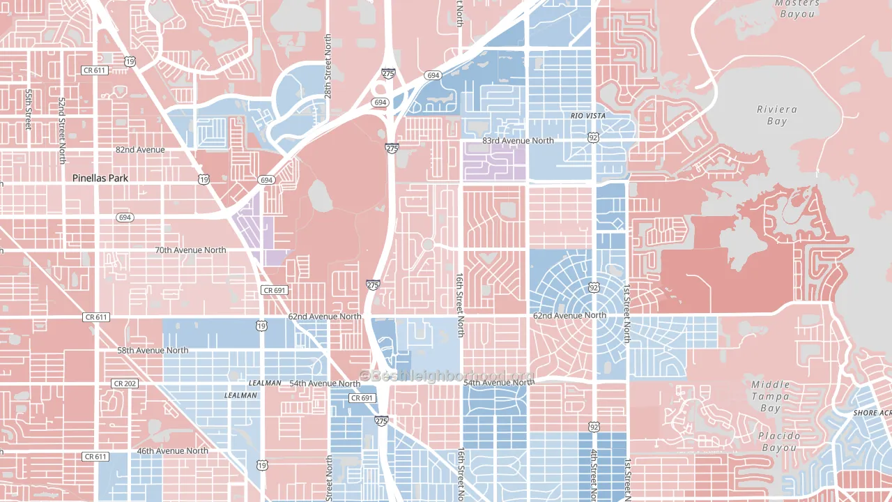Meadowlawn, St. Petersburg, FL block-group political-lean map