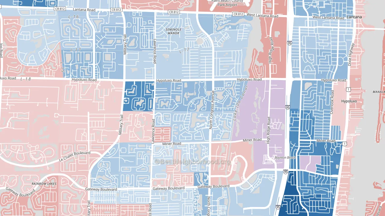 Meadows, Boynton Beach, FL block-group political-lean map