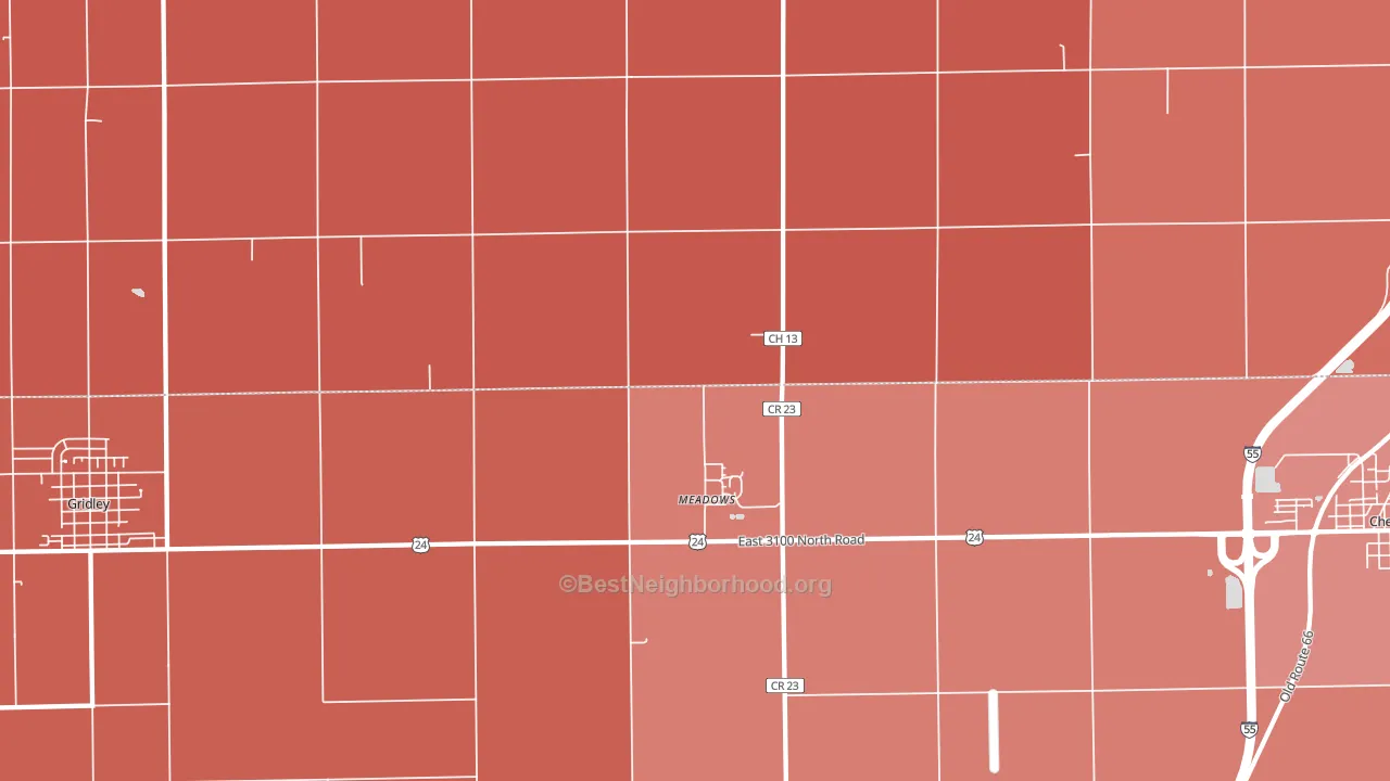 Meadows, IL block-group political-lean map