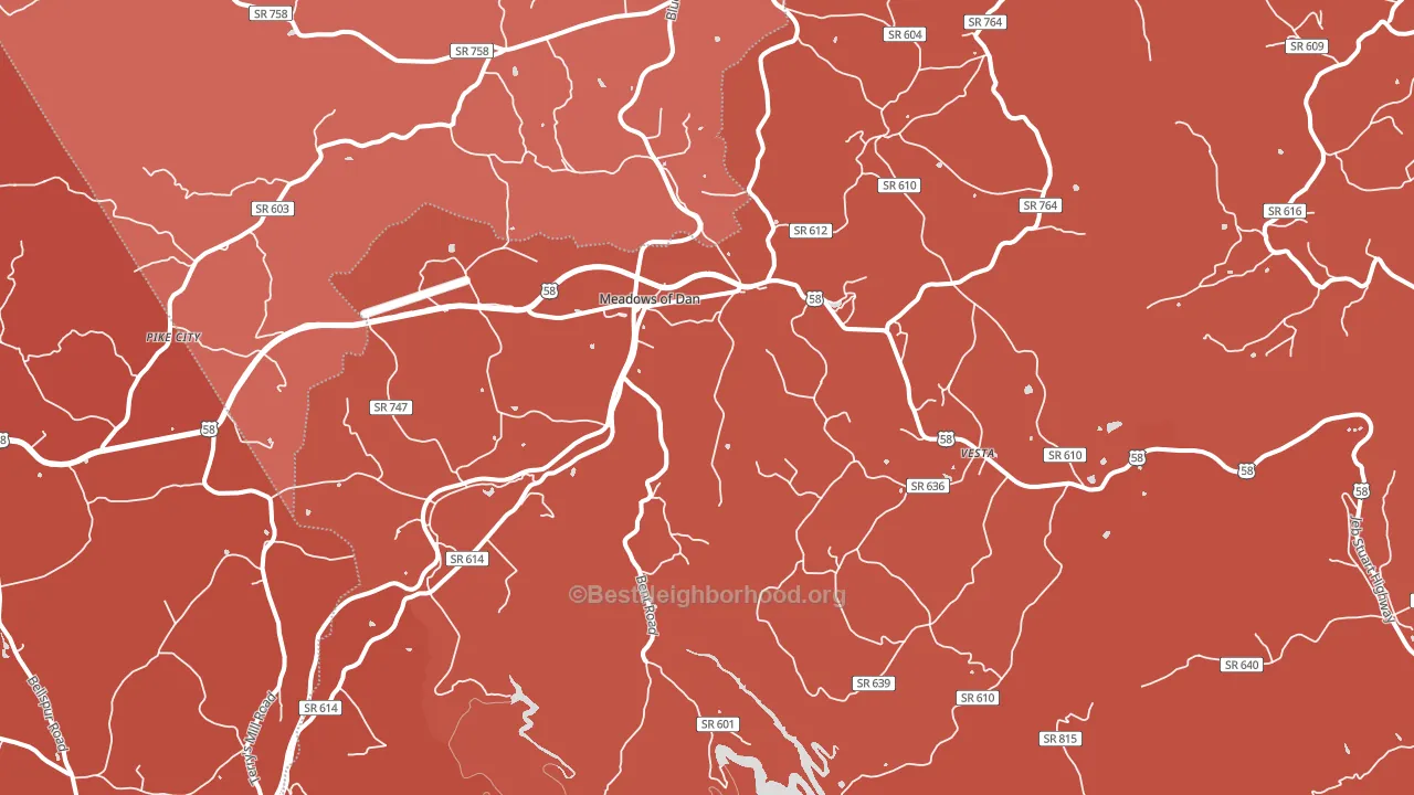 Meadows Of Dan, VA block-group political-lean map