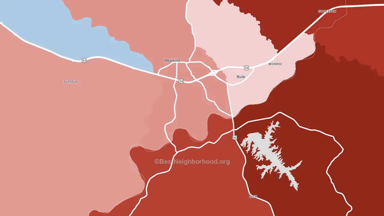 Meadville, MS block-group political-lean map