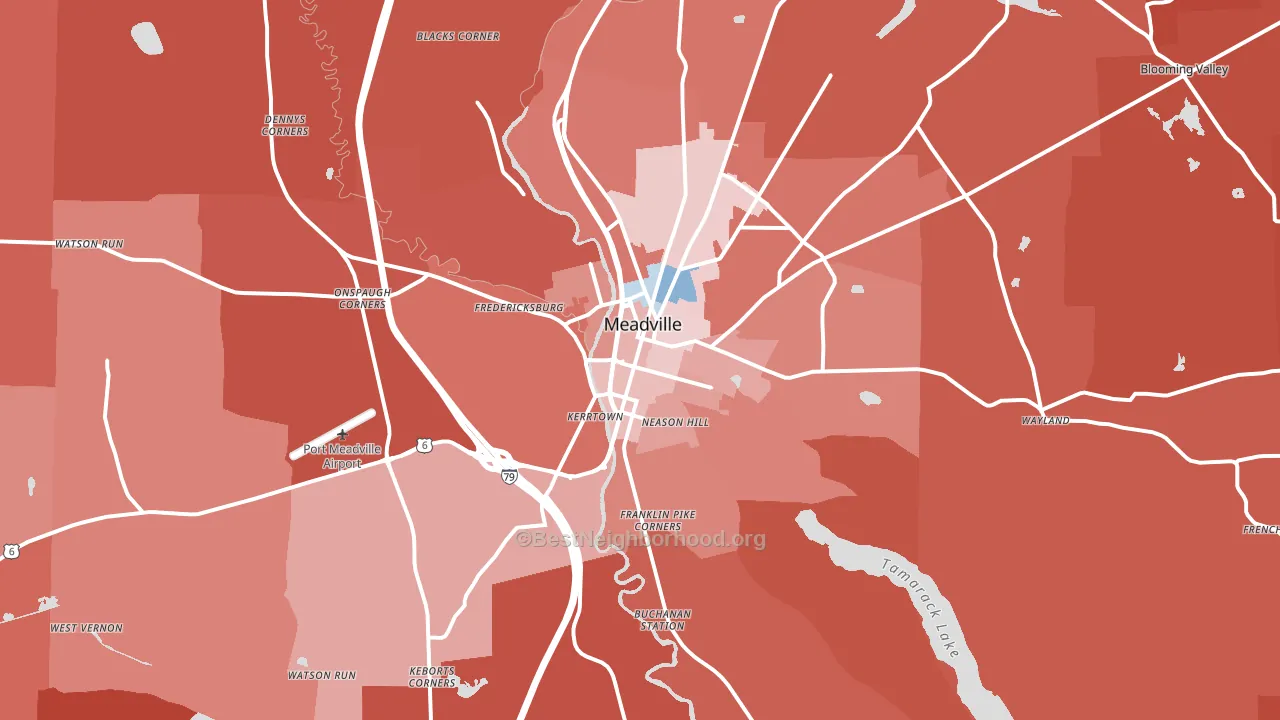 Meadville, PA block-group political-lean map