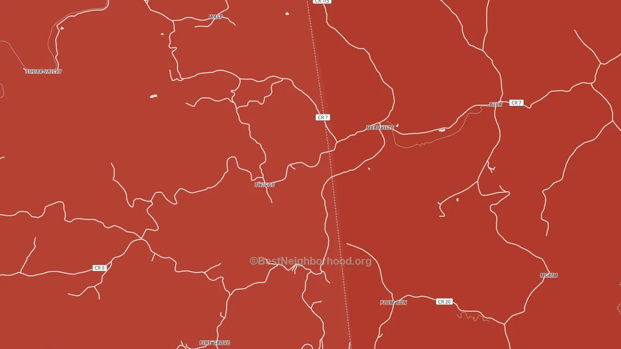 Meadville, WV block-group political-lean map