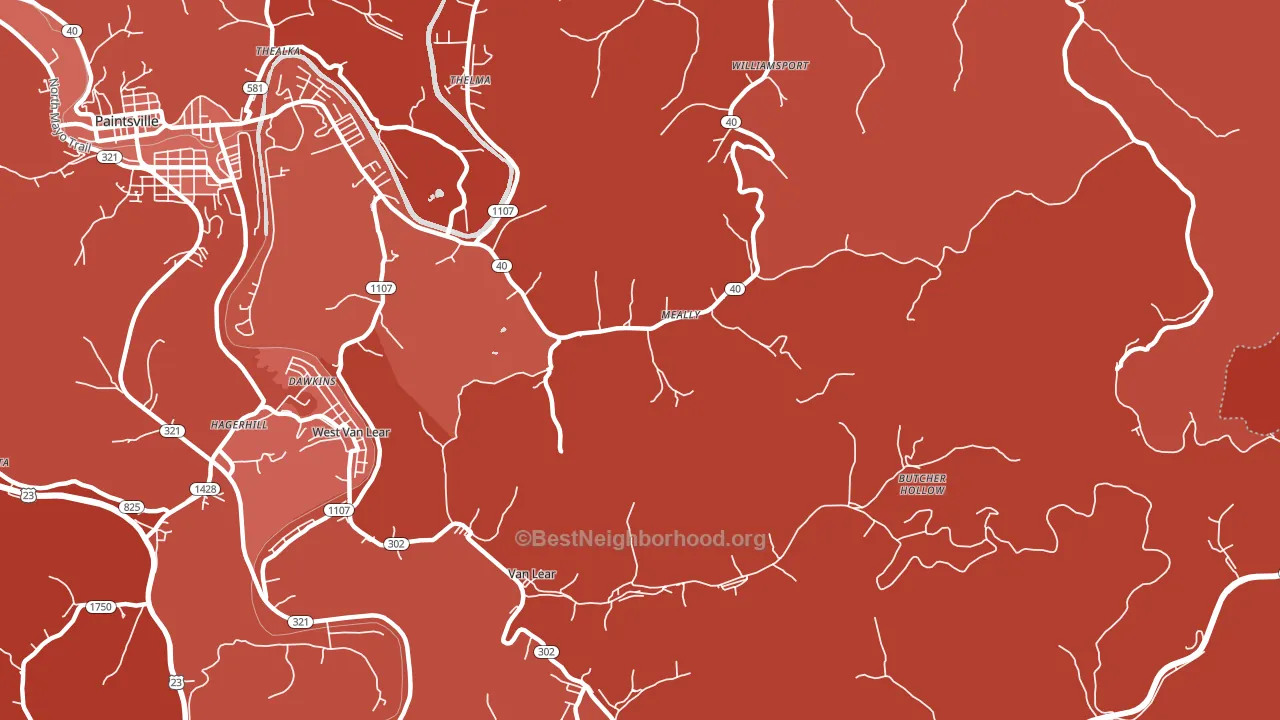 Meally, KY block-group political-lean map