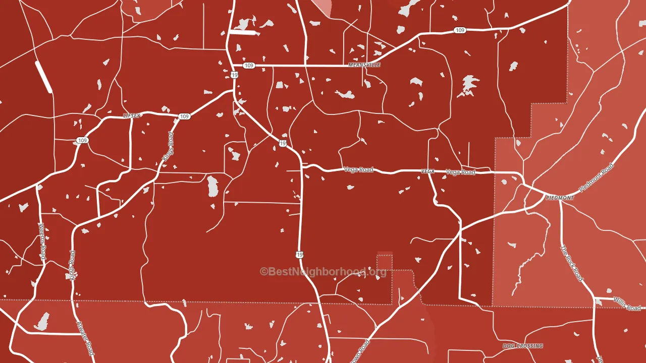 Meansville, GA block-group political-lean map