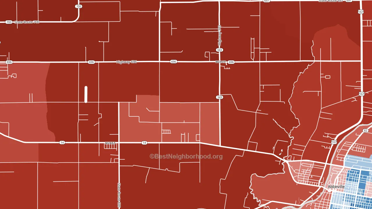 Meaux, LA block-group political-lean map