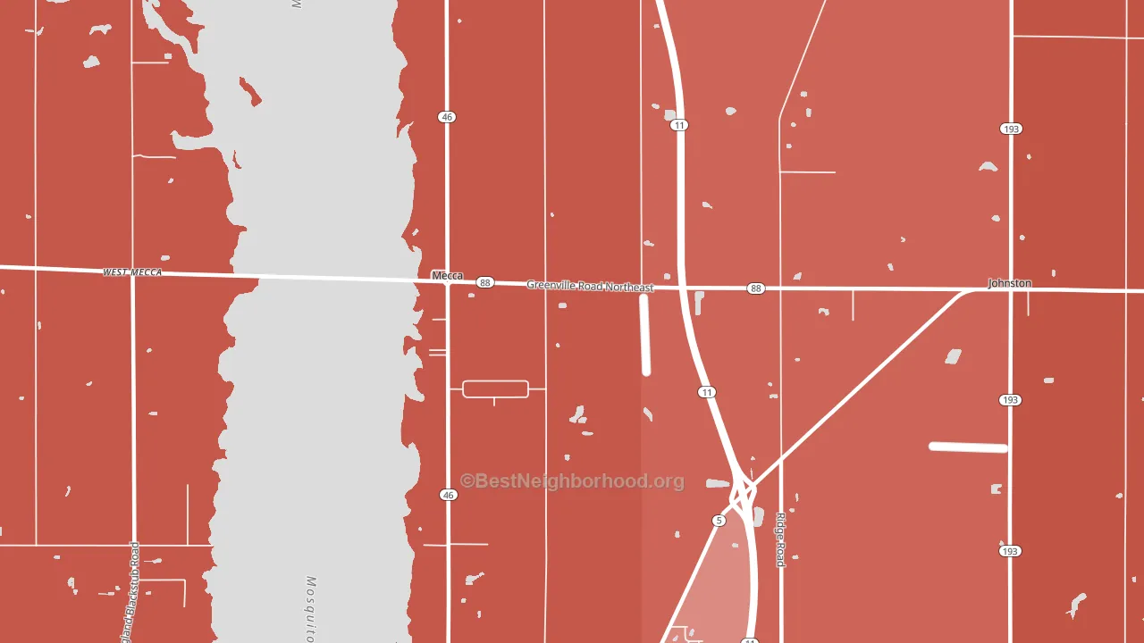 Mecca, OH block-group political-lean map