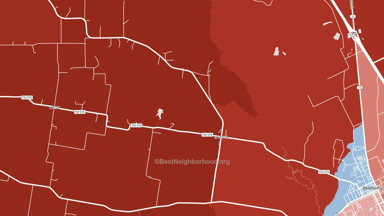 Mecca, TX block-group political-lean map
