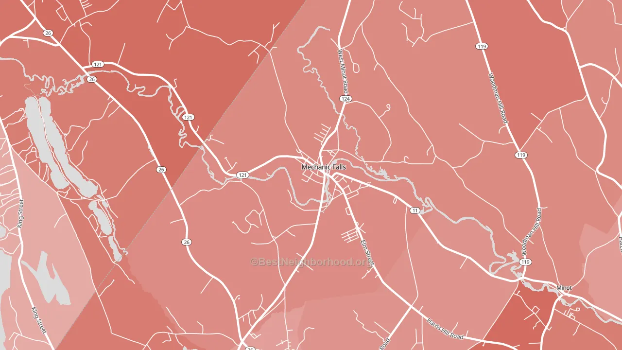 Mechanic Falls, ME block-group political-lean map