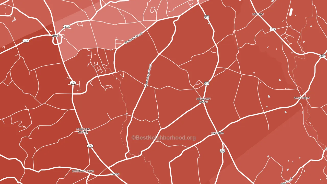 Mechanics Grove, PA block-group political-lean map