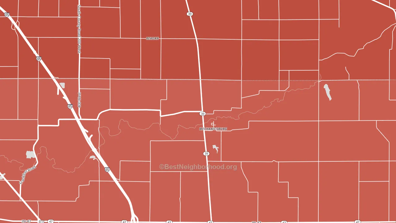 Mechanicsburg, IN block-group political-lean map