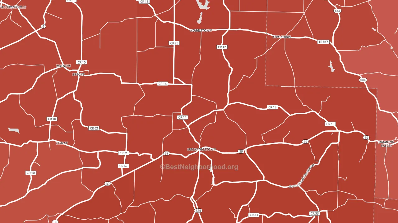 Mechanicstown, OH block-group political-lean map