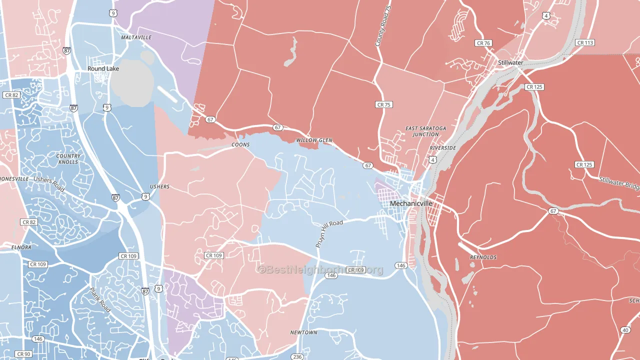 Mechanicville, NY block-group political-lean map
