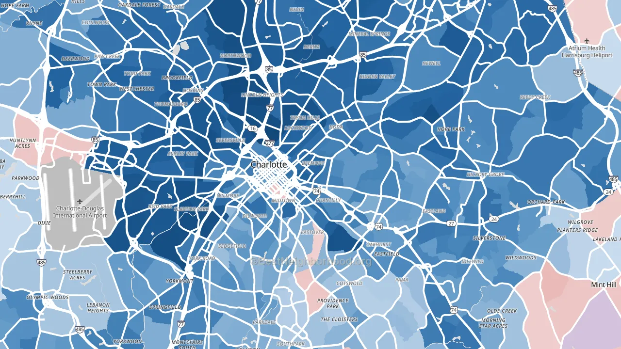 Mecklenburg County, NC block-group political-lean map