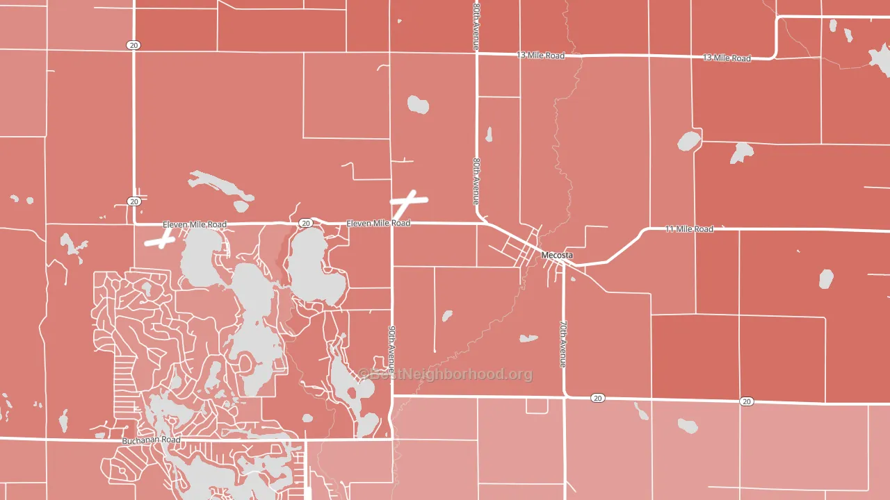 Mecosta, MI block-group political-lean map