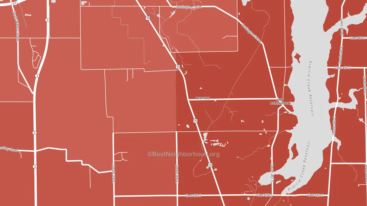 Medford, IN block-group political-lean map