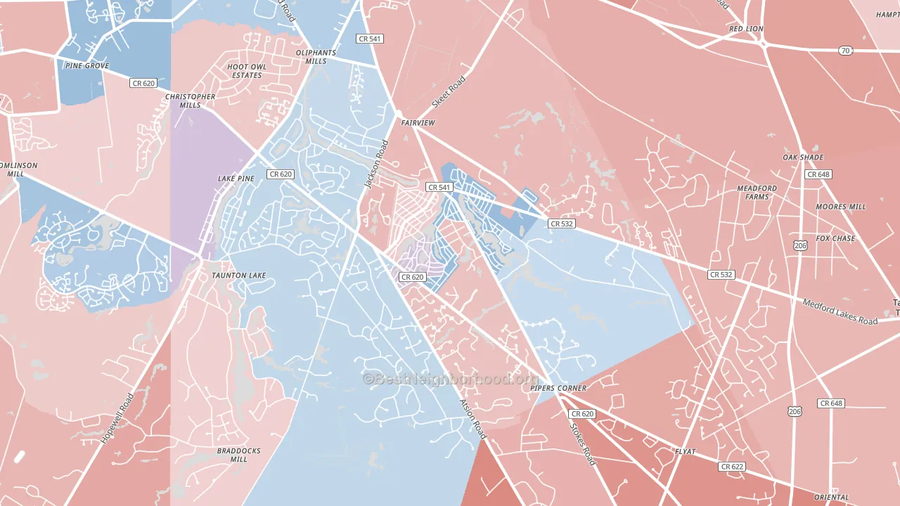 Medford Lakes, NJ block-group political-lean map